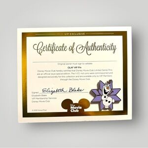 Disney Olaf Pin Movie Club VIP Exclusive